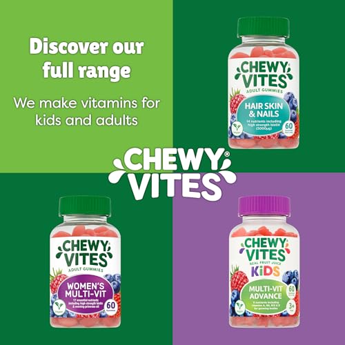 Chewy Vites Beauty Collagen 60 Gummy Vitamins |Hydrolised Collagen, CoQ10, Biotin + Vitamins | 1 Month Supply | Real Fruit Juice | Berry Flavour | 2-a-Day |